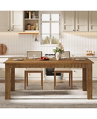 Tribesigns 63-Inch Solid Wood Dining Table for 6, Farmhouse Kitchen Table, Rectangular Wood Dinner Table for Dining Room, Living Room