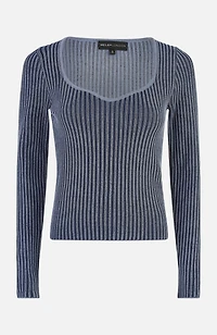 Yumi Women's Sweetheart-Neck Fitted Ribbed Knit Top