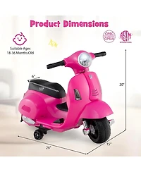 Hongge Kids Ride on Motorcycle Licensed Vespa with Led Headlight and Horn Sound