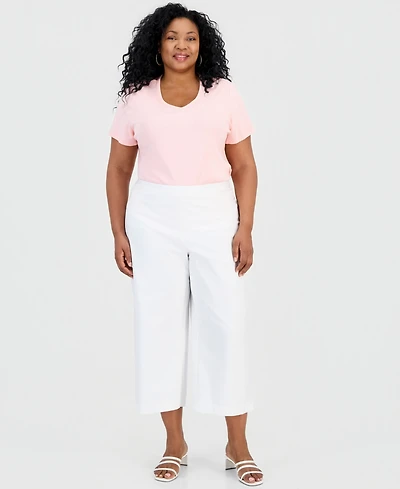 Jm Collection Plus Pull-On Wide-Leg Capri Pants, Macy's Exclusive