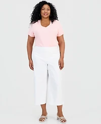 Jm Collection Plus Pull-On Wide-Leg Capri Pants, Macy's Exclusive