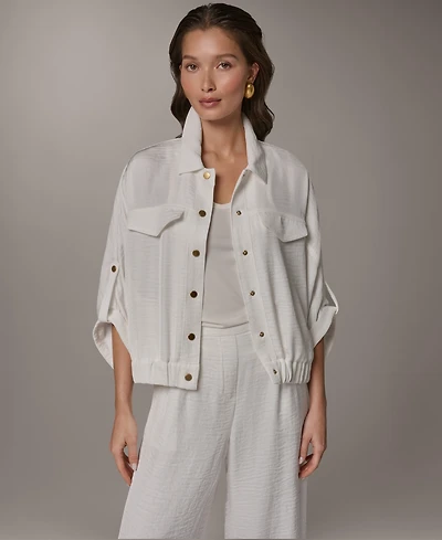 Donna Karan New York Women's Collared Neck Buton-Front Shirt Jacket
