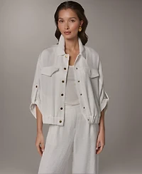 Donna Karan New York Women's Collared Neck Buton-Front Shirt Jacket