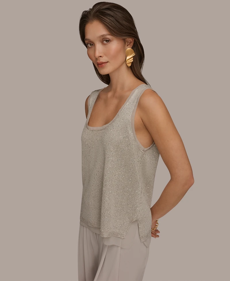Donna Karan New York Women's Sequin Scoop Neck Sweater