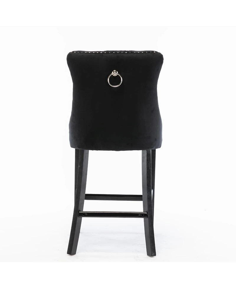 Set of 2 Velvet Counter Height Stools, 26.3" Button Tufted Upholstered Kitchen Island Chairs with Back -The Pop Home