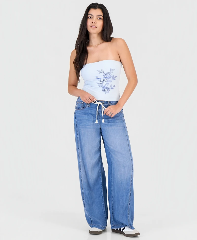 Just Polly Juniors' Embellished Strapless Top