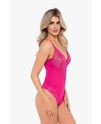 Popilush Women's Shapewear Lace Deep V-Neck Sculpting Thong Bodysuit