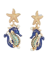 Betsey Johnson Faux Stone Seahorse Drop Earrings