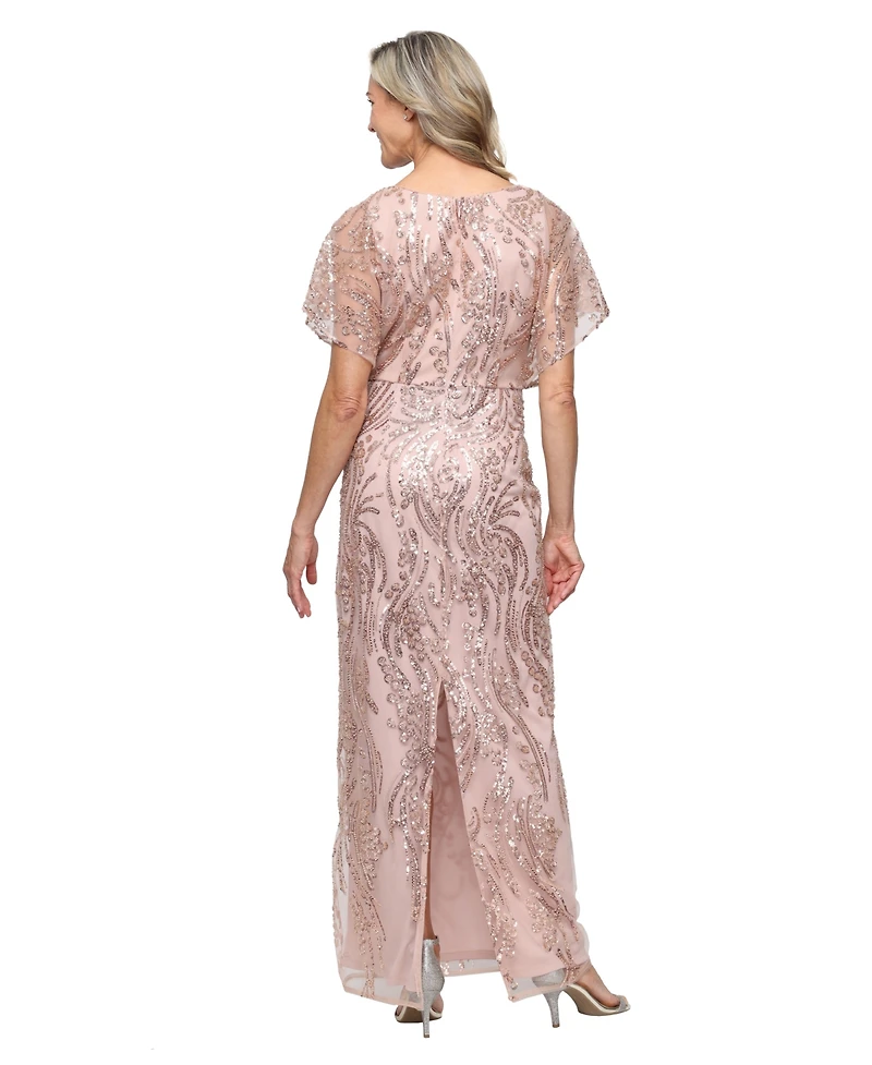 Alex Evenings Women's Sequin Column Zipper Gown