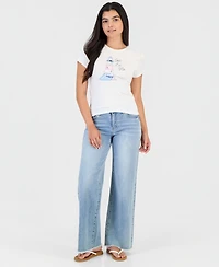 Rebellious One Juniors' Embroidered Crewneck T-Shirt