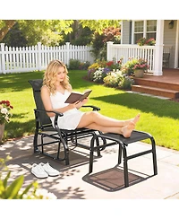 Outsunny Outdoor Glider with Ottoman, High Back Patio Glider Set