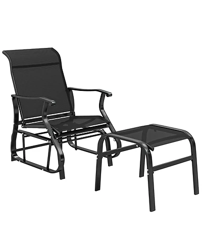 Outsunny Outdoor Glider with Ottoman, High Back Patio Glider Set