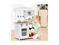 Wooden Pretend Play Kitchen Set for Kids with Accessories and Sink