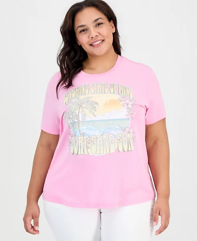 Rebellious One Trendy Plus Sunshine Mineral Wash Graphic Tee