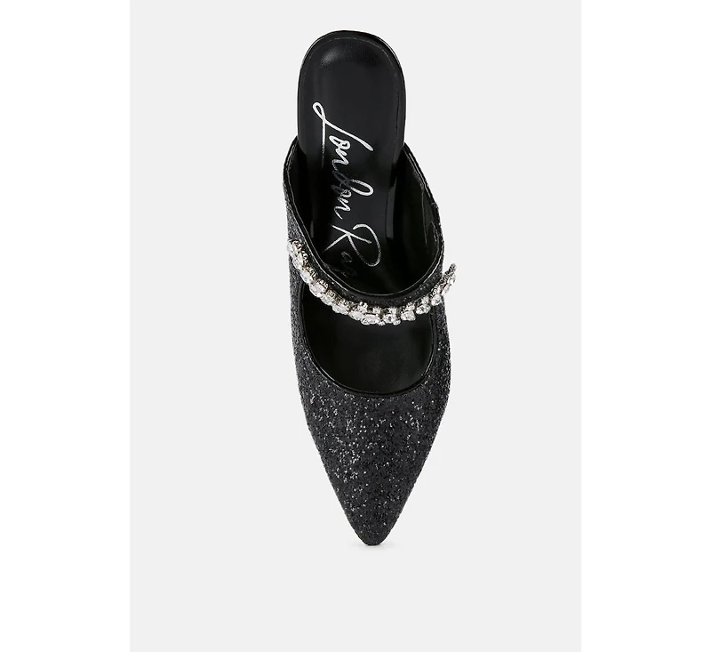 twinklet glitter diamante embellished stilettos pumps