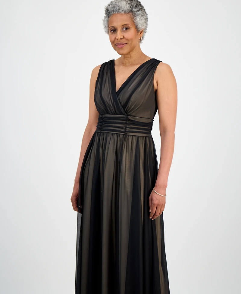 Connected Petite Sleeveless Mesh Midi Dress