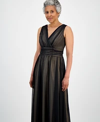 Connected Petite Sleeveless Mesh Midi Dress