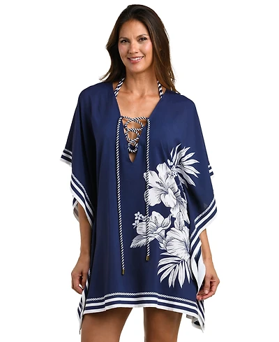 La Blanca Women's Mariner Blooms Printed Cover-Up Caftan