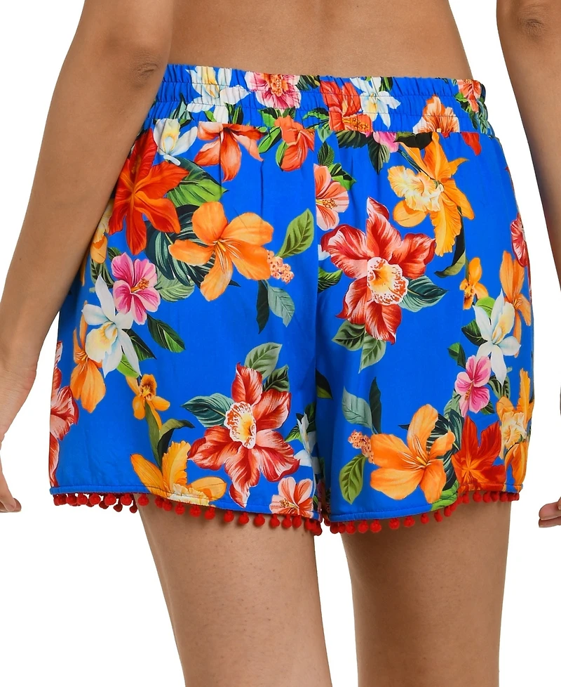 La Blanca Women's Modern Oasis Printed Cover-Up Beach Shorts