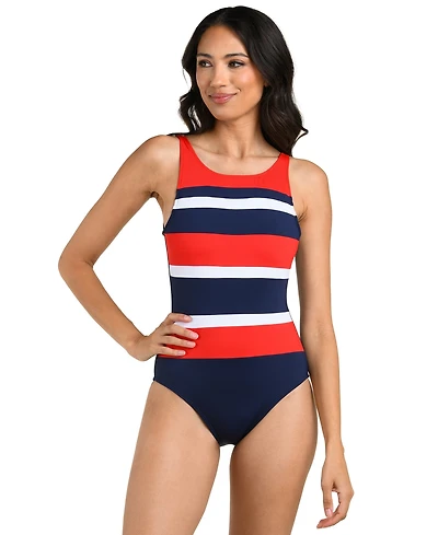 La Blanca Women's Americana Crewneck One-Piece Swimsuit
