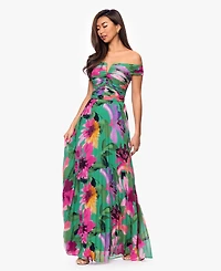 Xscape Women's Off-The-Shoulder Pleated Gown