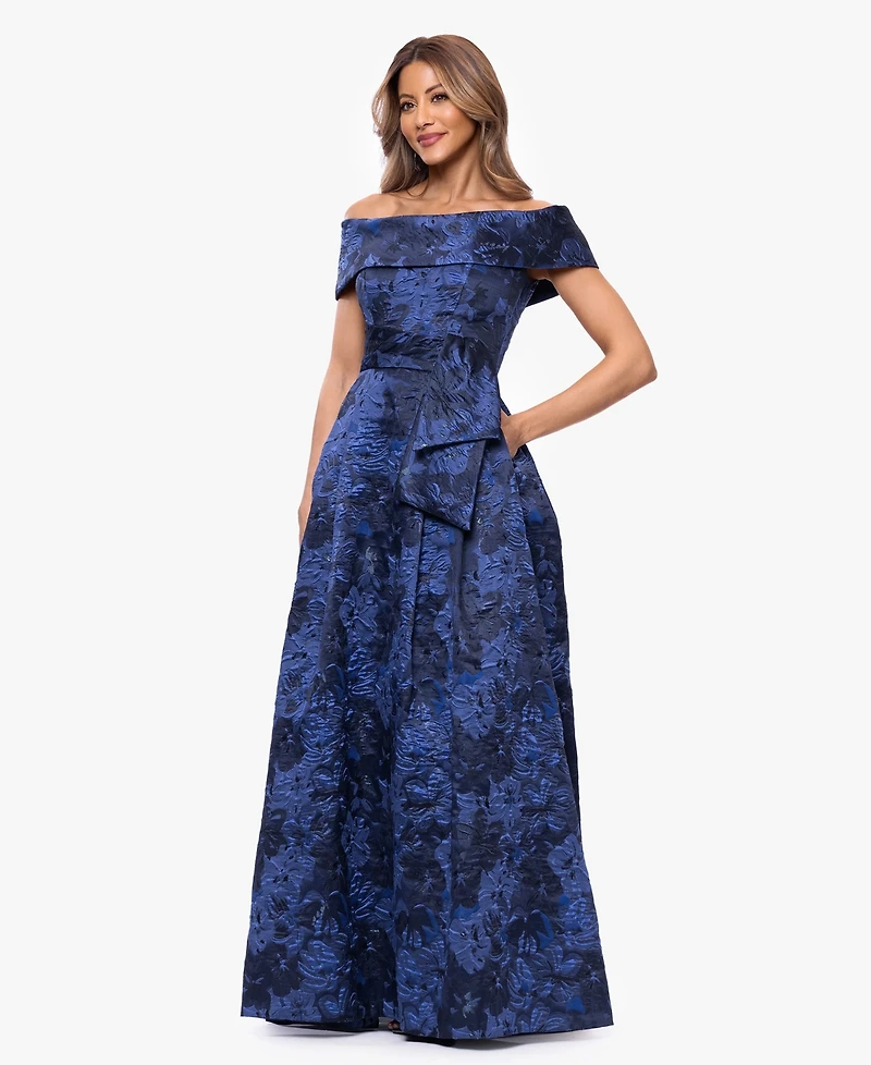 Xscape Women's Brocade Off-The-Shoulder Ball Gown