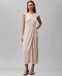 Calvin Klein Women's Printed Jersey Round Neck Sleeveless Midi Dress