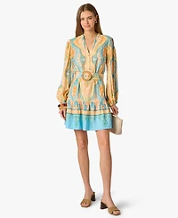 Adrianna Women's V-Neck Printed Short Dress