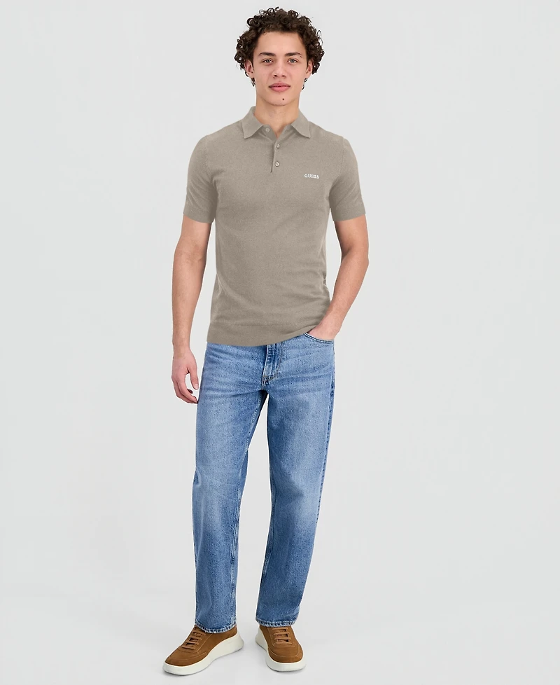 Guess Men's Lex-Knit Spread Collar Polo Shirt