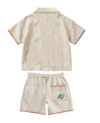 Toy Story Boys' 2T-5T Linen Short-Sleeve Shirt and Shorts, 2-Piece Set