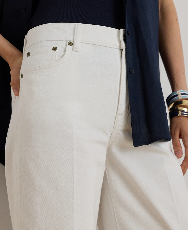 Lauren Ralph Petite High-Rise Wide-Leg Cropped Jeans