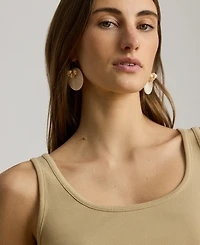 Lauren Ralph Petite Yellow Rib-Knit Scoop Neck Stretch Tank Top