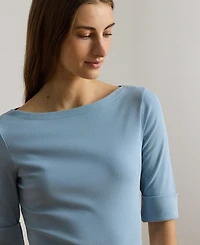 Lauren Ralph Petite Stretch Cotton Boatneck Tee