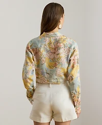 Lauren Ralph Petite Floral-Print Collared Shirt
