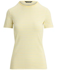 Lauren Ralph Petite Striped Rib-Knit Stretch Crewneck T-Shirt