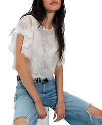 Free People Women's Lunar Ash Boat Neck Lace Top