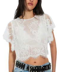 Free People Women's Lunar Ash Boat Neck Lace Top