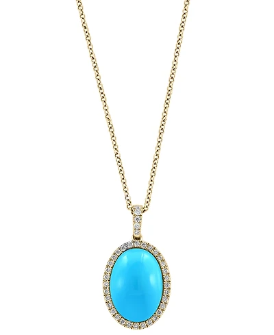 Effy Collection Turquoise & Diamond (1/5ct. t.w.) Pendant Necklace in 14k Yellow Gold