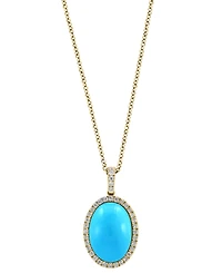 Effy Collection Turquoise & Diamond (1/5ct. t.w.) Pendant Necklace in 14k Yellow Gold