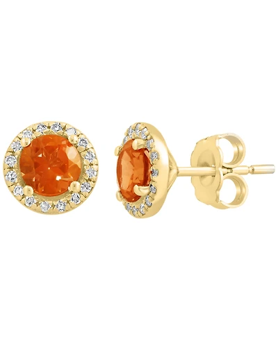 Effy Collection Diamond (1/8 ct. t.w.) and Citrine (7/8 ct. t.w.) Earrings in 14k Yellow Gold