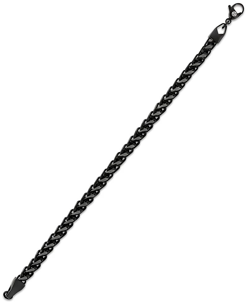 Esquire Men's Jewelry Black and Silver Wheat Chain Bracelet in Stainless Steel