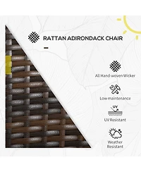 Outsunny Patio Wicker Adirondack Chair with Soft Cushions,