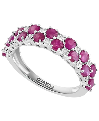 Effy Collection Ruby (1-1/6 ct. t.w.) & Diamond (1/20 ct. t.w.) Ring in Sterling Silver