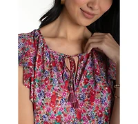 Liverpool Los Angeles Women's Flutter-Sleeve Peplum Top