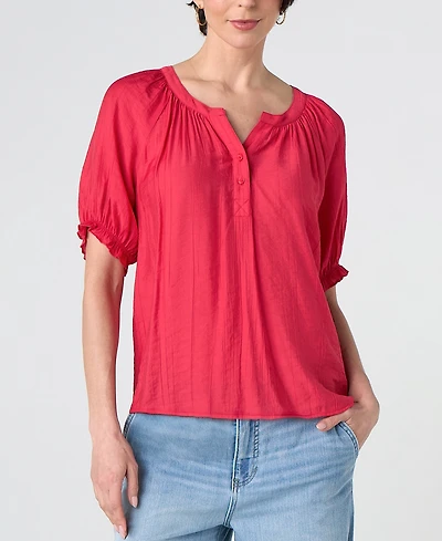 Liverpool Los Angeles Women's Draped Short-Sleeve Blouse