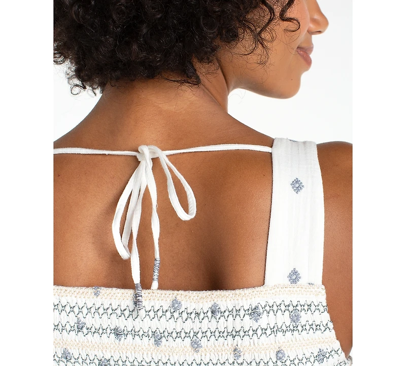 Liverpool Los Angeles Women's Sleeveless Smocked Embroidered Top