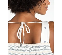 Liverpool Los Angeles Women's Sleeveless Smocked Embroidered Top