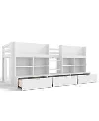 Streamdale Furniture Twin Xl Loft Bed with Multi-Storage Shelves & Curtain