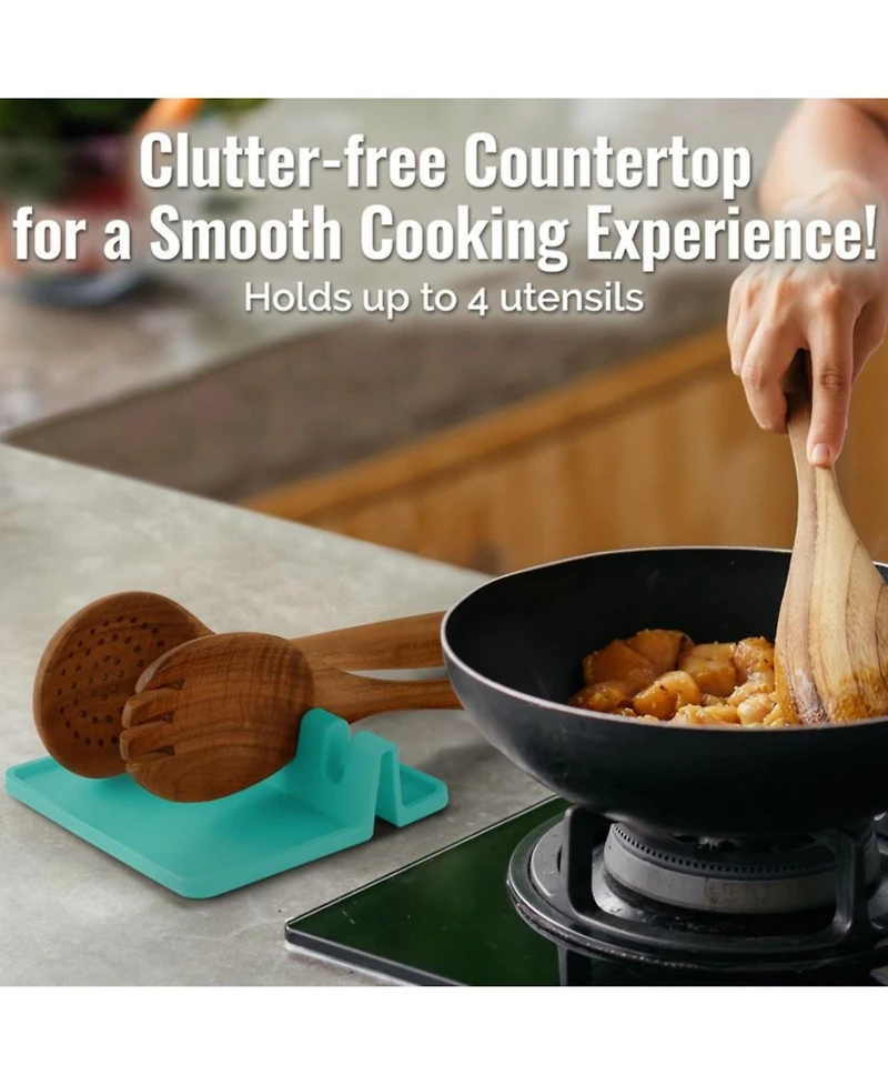 Silicone Utensil Rest with Drip Pad for Multiple Utensils