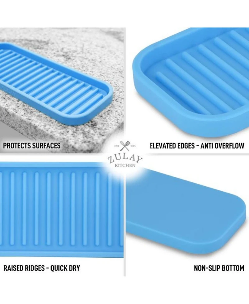 Silicone Sponge Holder for Kitchen Sink - Flexible Multipurpose Soap Tray Organizer